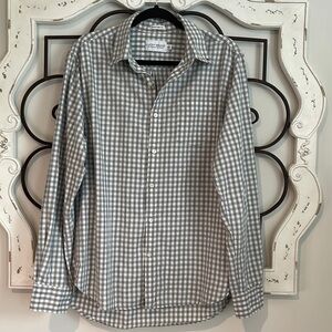 LUCKY BRAND WHITE LABLE FIT PLAID DRESS SHIRT GRAY/WHITE SIZE LARGE